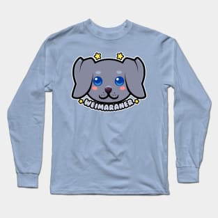 KAWAII Chibi Weimaraner Dog Face Long Sleeve T-Shirt